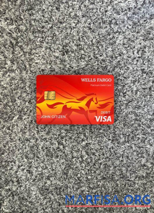 Printable USA Wells Fargo bank visa debit card version 2 photolook front download for verification
